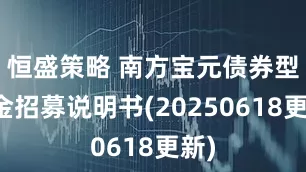 恒盛策略 南方寶元債券型基金招募說(shuō)明書(shū)(20250618更新)